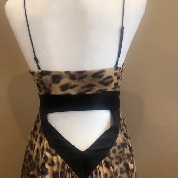 Cache Leopard Print Spaghetti Strap Cocktail Dress, Size 4 - Picture 4 of 7